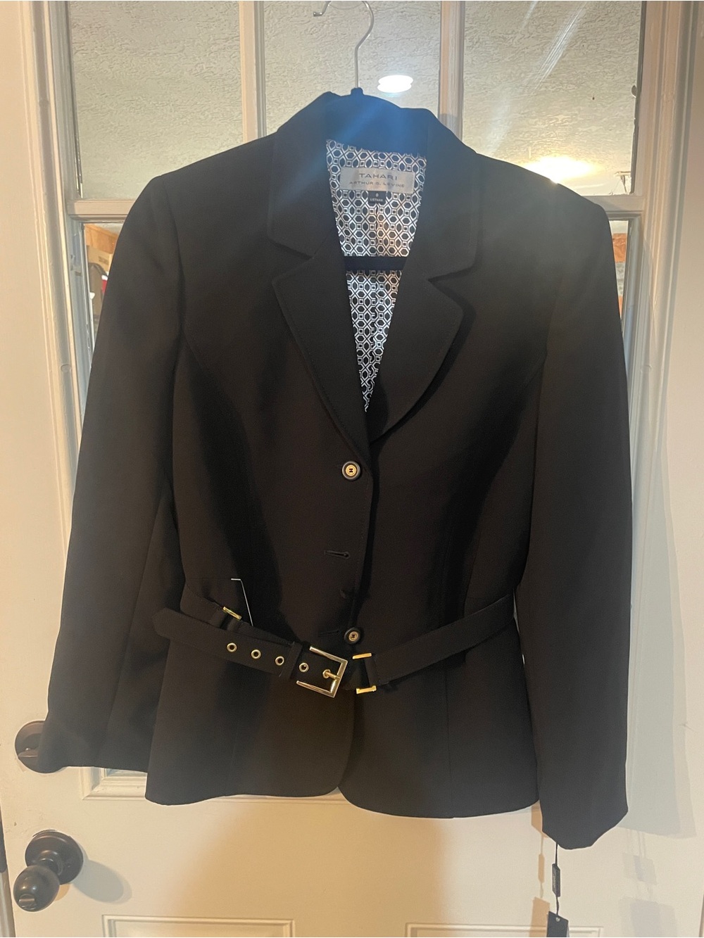 Tahari Black Women's Belted Blazer Jacket